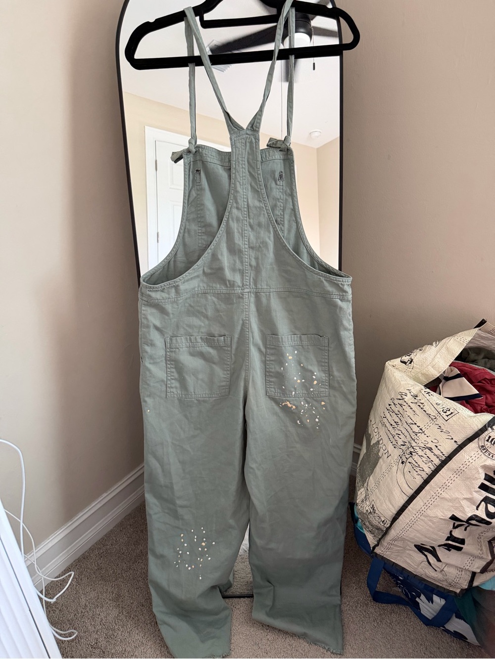 aerie Sage Green Painter-Style Overalls Jumpsuit - Picture 5 of 5